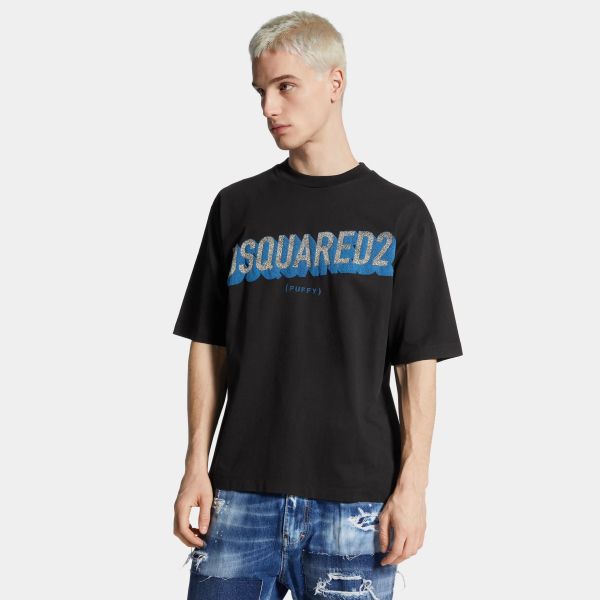 Dsquared2 Loose Fit 3D T-shirt Zwart