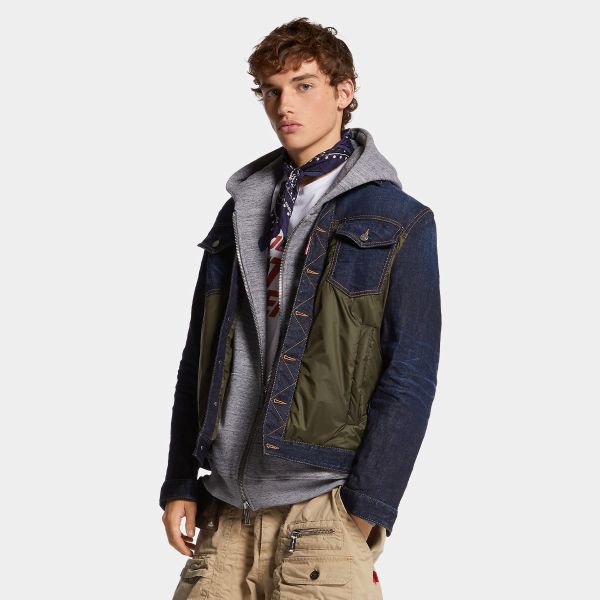 Dsquared2 Puffer Spijkerjas Donker Blauw/Groen