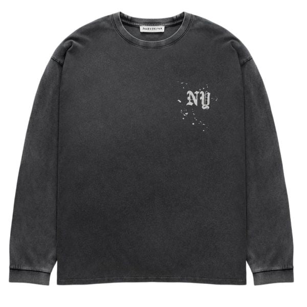 Duke + Dexter NY Paint Splatter Washed Longsleeve T-shirt Grijs