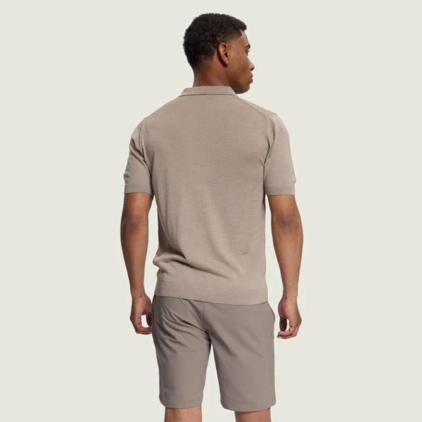 Duquezzi Merino Buttonless Polo Beige