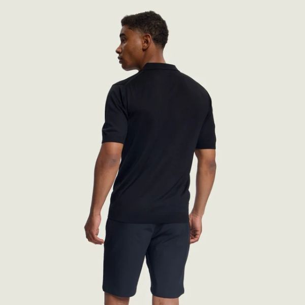 Duquezzi Merino Buttonless Polo Zwart