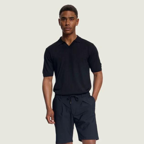 Duquezzi Merino Buttonless Polo Zwart