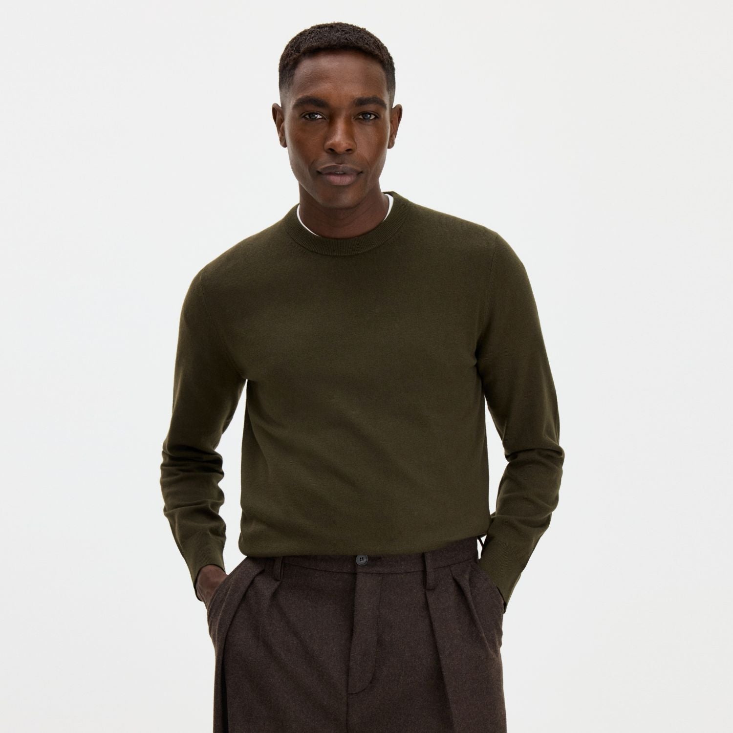 Filippa K Cotton Merino Sweater Donker Groen