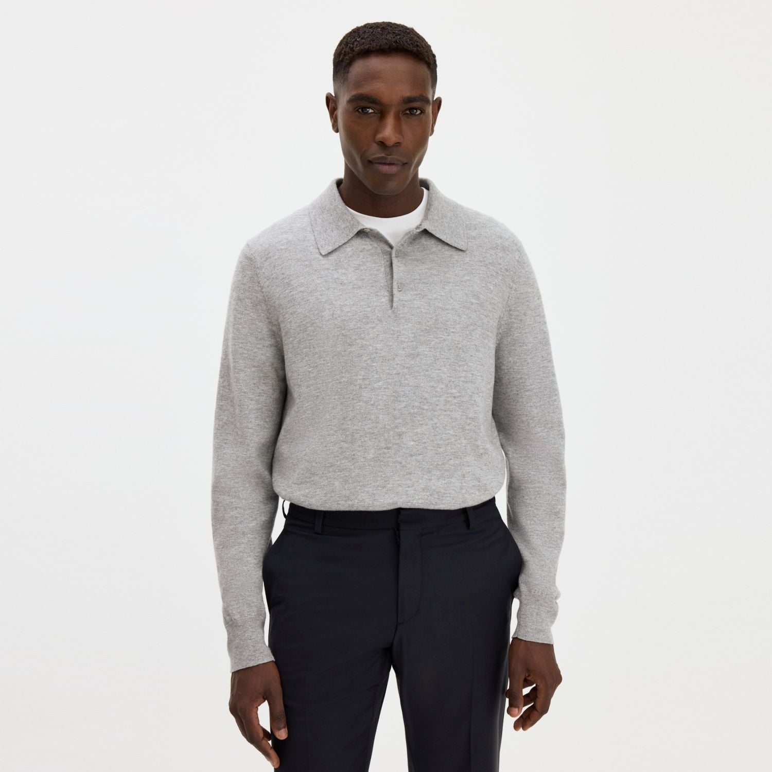 Filippa K Knitted Longsleeve Polo Grijs