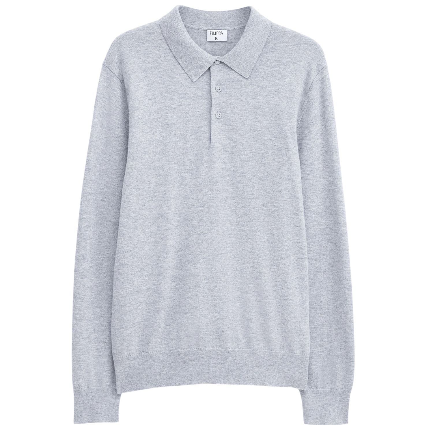 Filippa K Knitted Longsleeve Polo Grijs