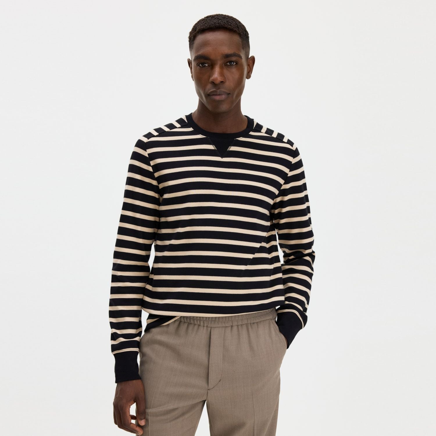Filippa K Hammer Sleeve Sweater Beige/Zwart