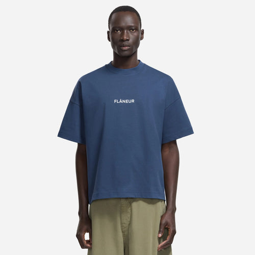 Flâneur Box Logo T-shirt Donker Blauw