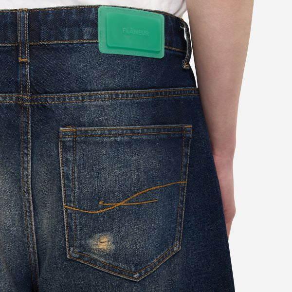 Flâneur Denim Korte Broek Donker Blauw