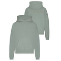 Flâneur Double Logo Washed Hoodie Licht Groen