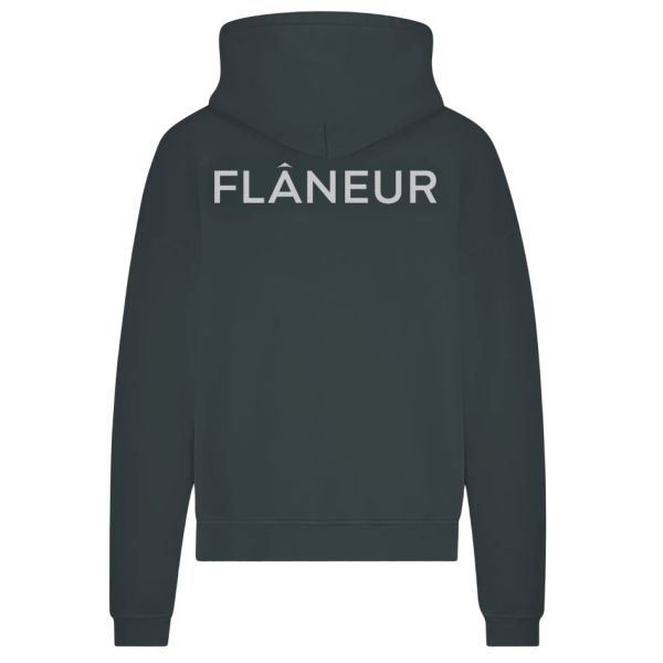 Flâneur Double Logo Washed Hoodie Zwart