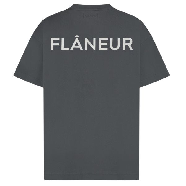 Flâneur Double Logo Washed T-shirt Zwart