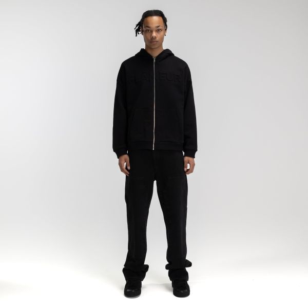 Flâneur Embossed Zip-Up Vest Zwart