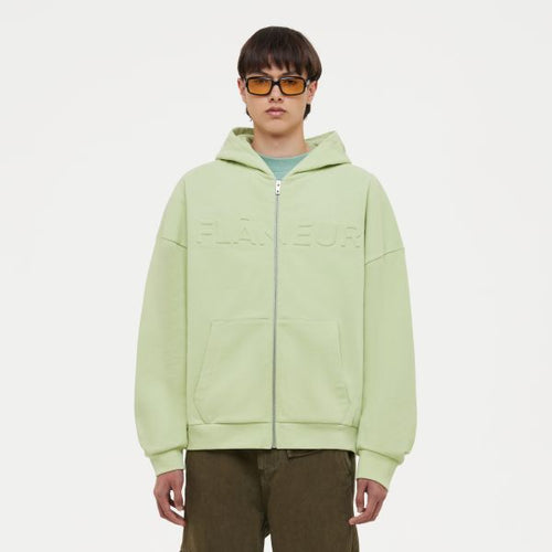 Flâneur Embossed Zip-Up Vest Licht Groen