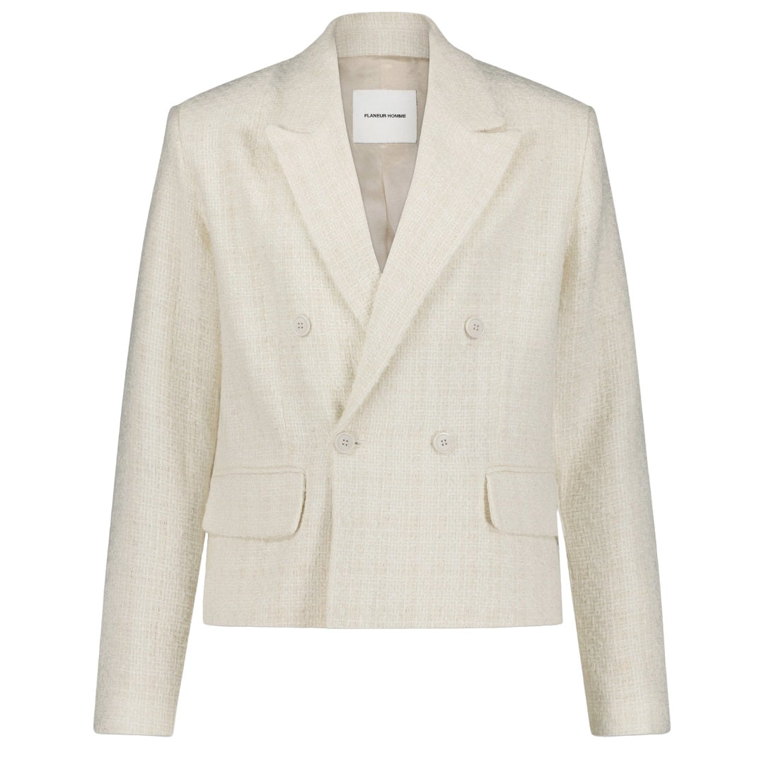 flaneur homme double breasted blazer beige