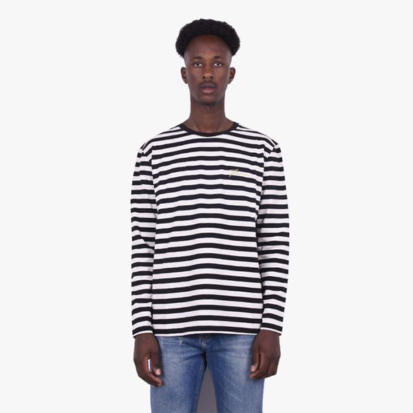 flaneur homme striped longsleeve t-shirt zwart wit
