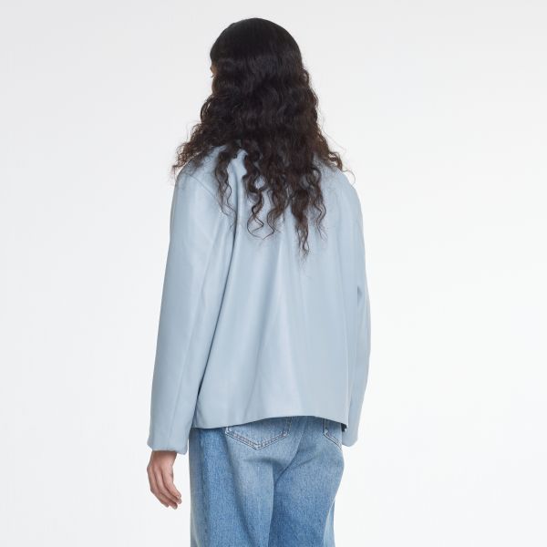 Flâneur Leather Blouson Worker Jack Blauw