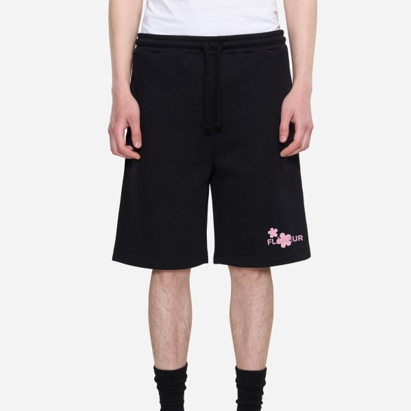 Flâneur Organic Flower Korte Broek Zwart/Roze
