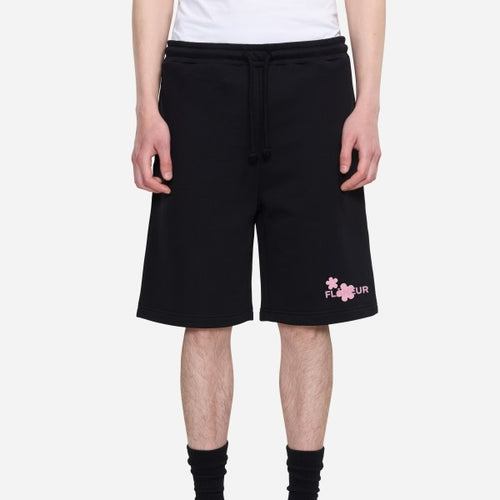 Flâneur Organic Flower Korte Broek Zwart/Roze