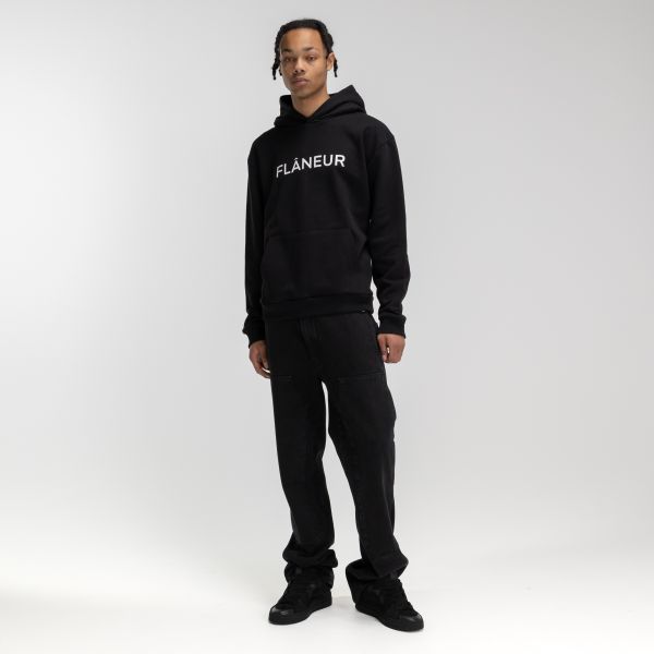 Flâneur Printed Logo Hoodie Zwart