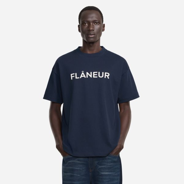 Flâneur Printed Logo T-shirt Navy