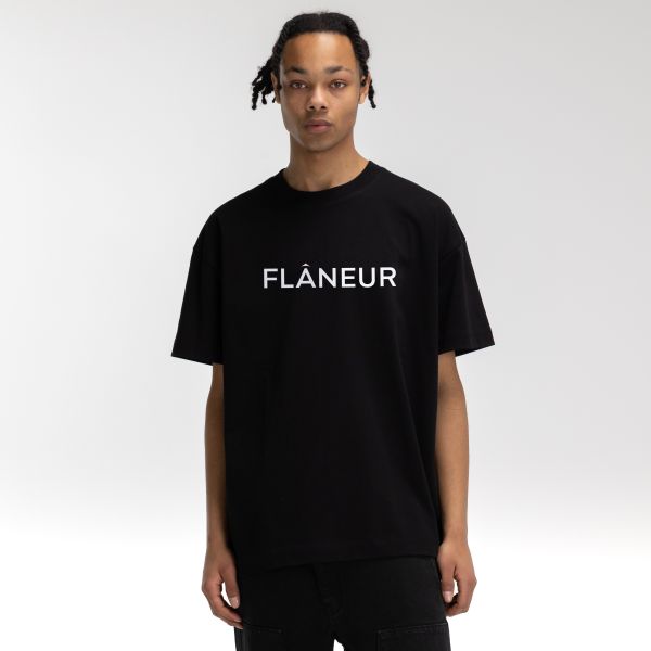 Flâneur Printed Logo T-shirt Zwart