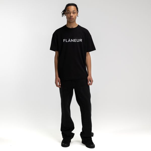 Flâneur Printed Logo T-shirt Zwart