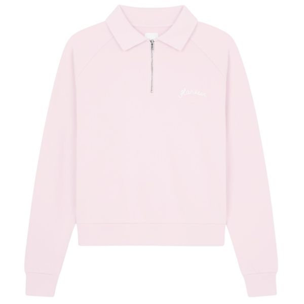 Flâneur Signature Raglan Half Zip Sweater Roze