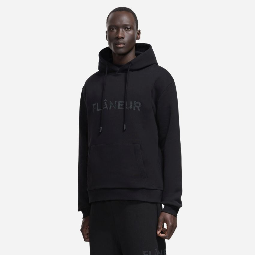 Flâneur Stitched Logo Hoodie Zwart