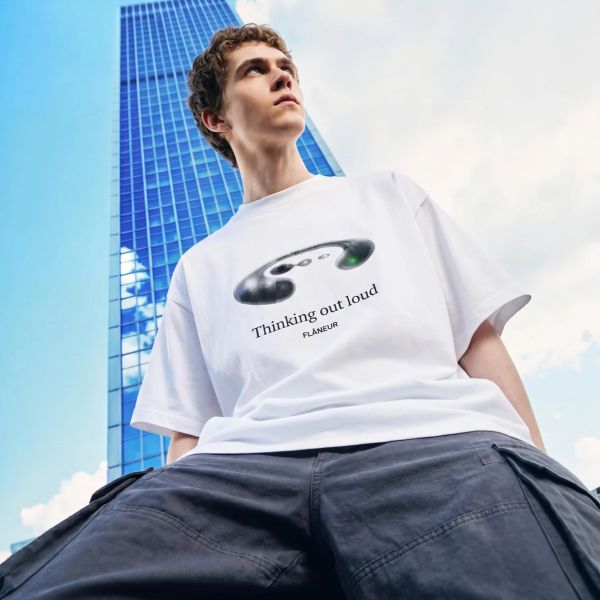 Flâneur Thinking Out Loud T-shirt Wit