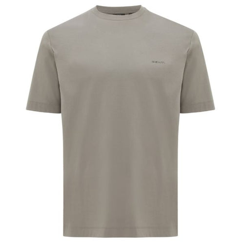 Genti Mercerized Logo T-shirt Bruin