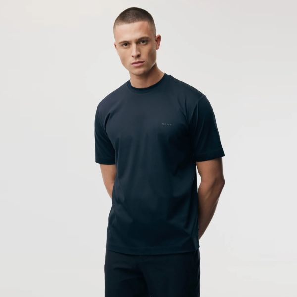 Genti Mercerized Logo T-shirt Navy