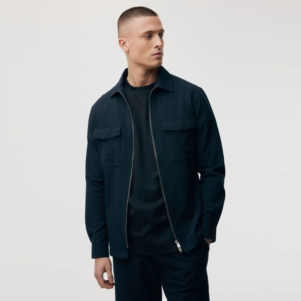Genti Oaks Zip Overshirt Navy