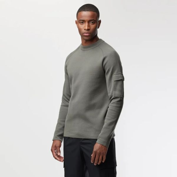 Genti Round Pocket Sweater Donker Groen