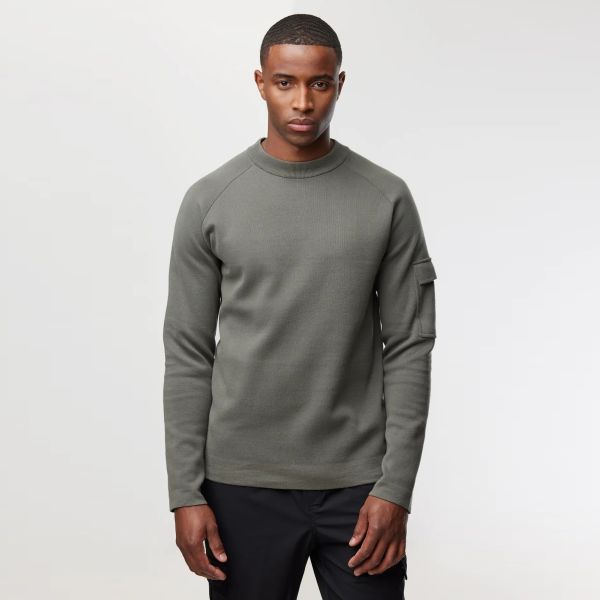 Genti Round Pocket Sweater Donker Groen