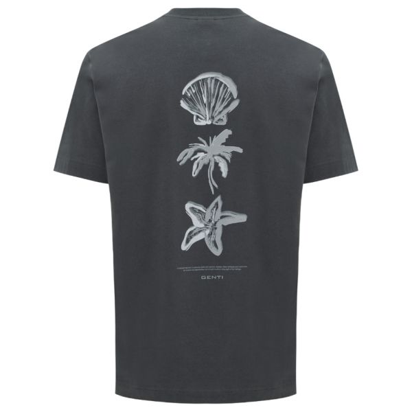 Genti Sea Print T-shirt Antraciet