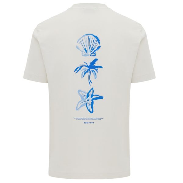 Genti Sea Print T-shirt Off White