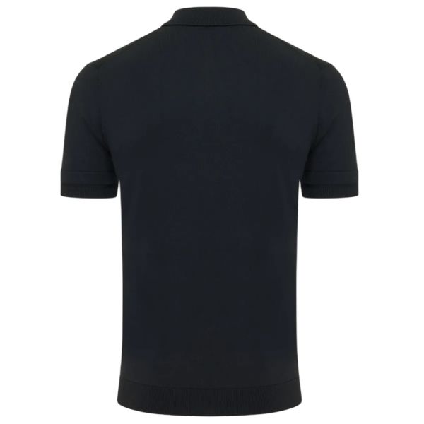 Genti Slim Button Polo Zwart