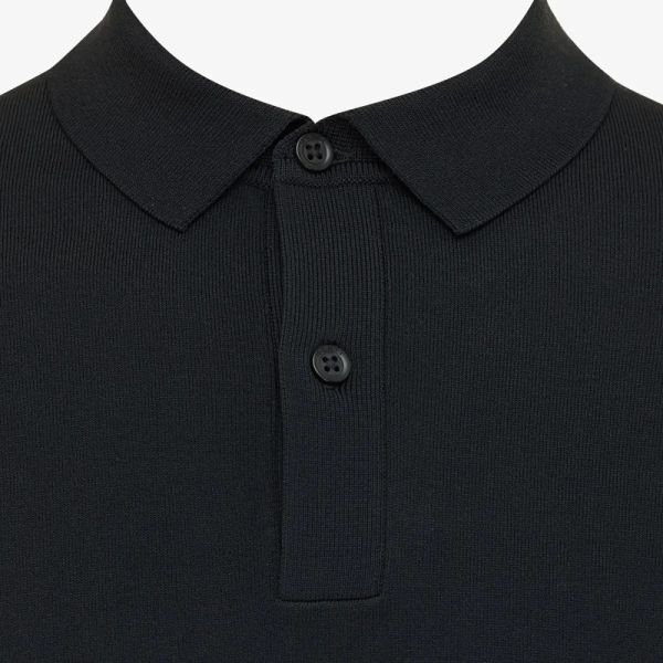 Genti Slim Button Polo Zwart