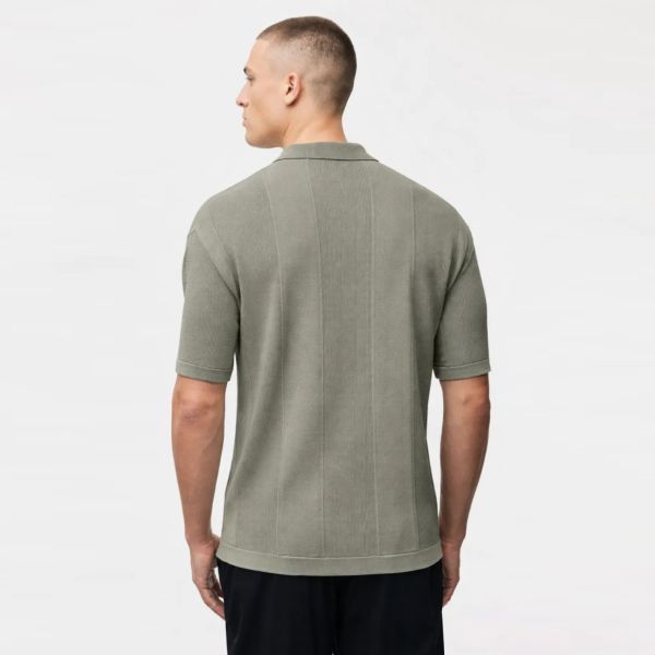 Genti Striped No Buttons Polo Bruin