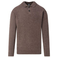 Genti Textured Longsleeve Polo Donker Bruin