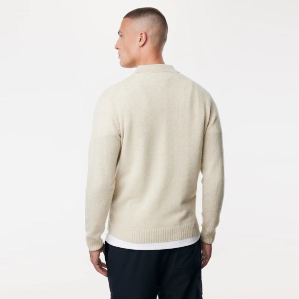 Genti Textured Longsleeve Polo Off White