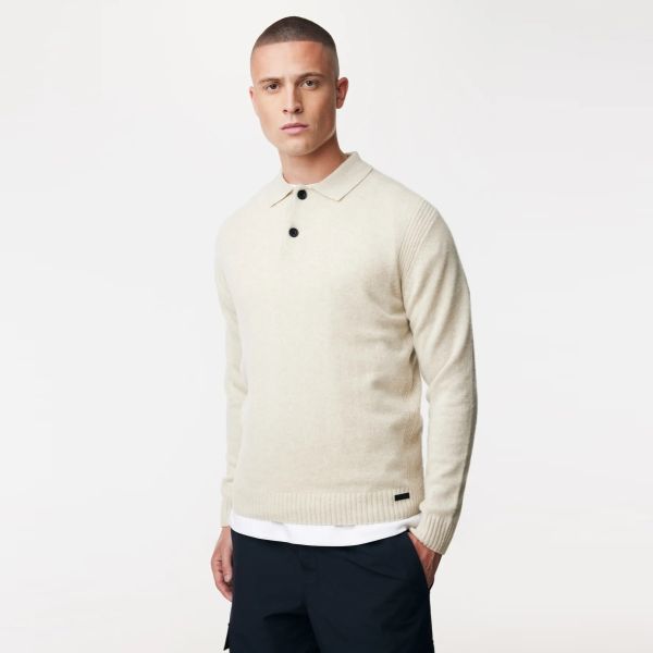 Genti Textured Longsleeve Polo Off White