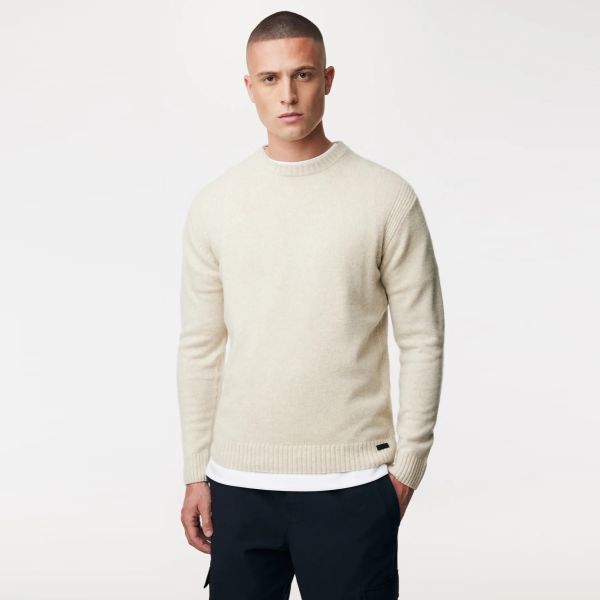 Genti Textured Round Sweater Off White