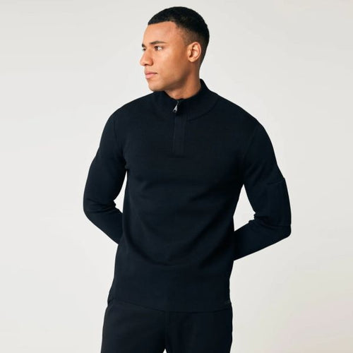 Genti Turtle Zip Sweater Zwart