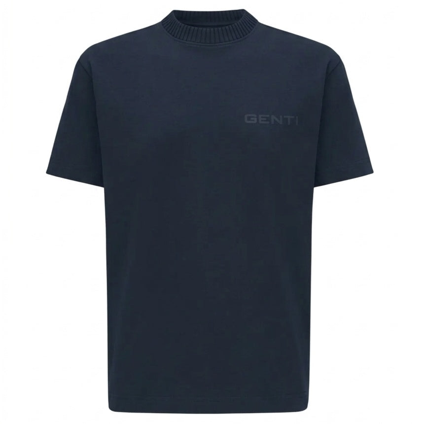 Genti Embroidered Logo T-shirt Navy
