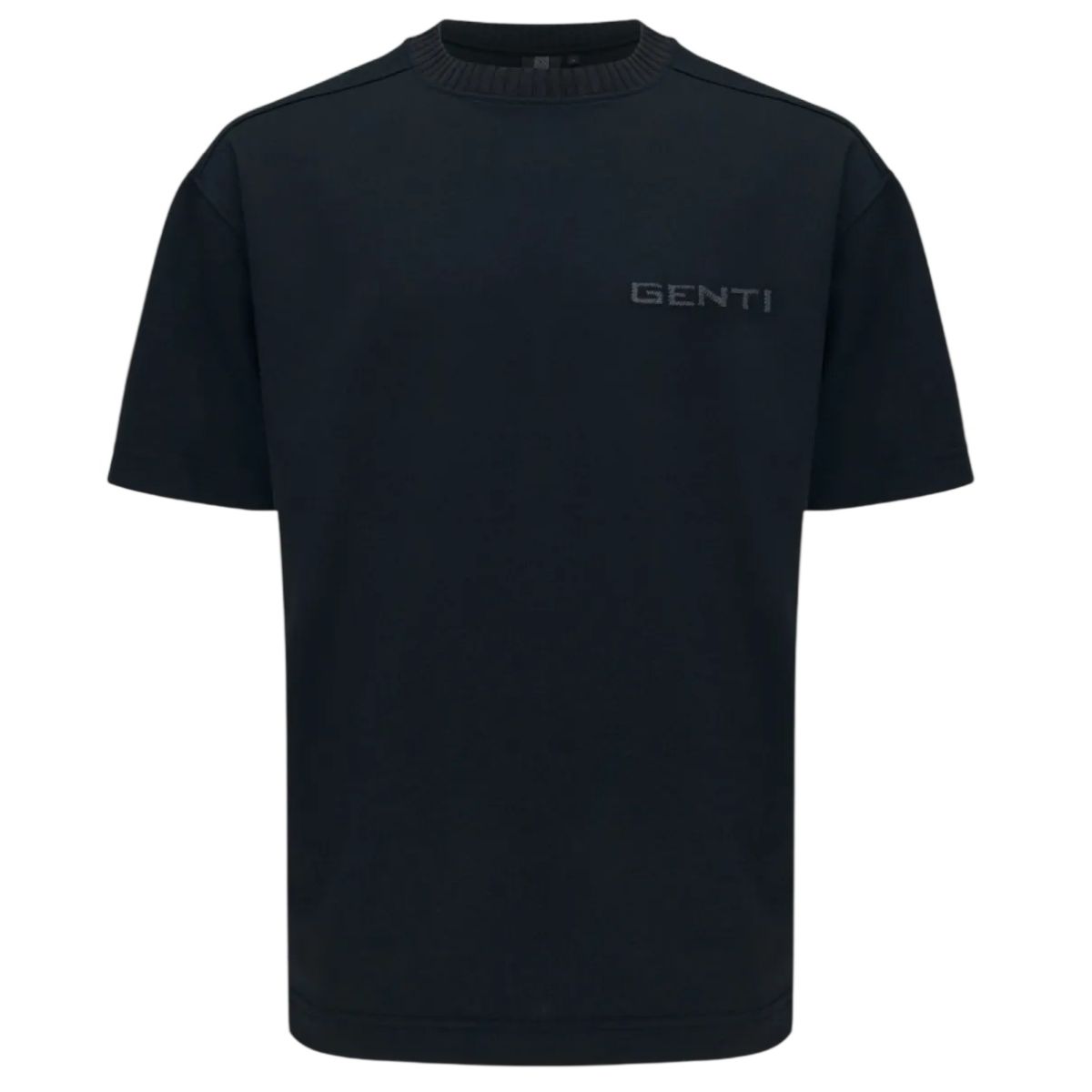 Genti Embroidered Logo T-shirt Zwart