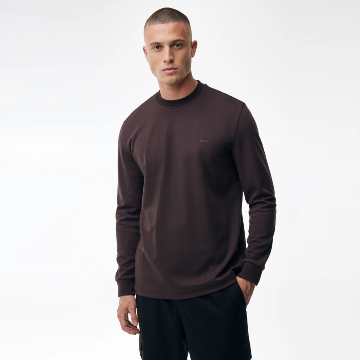 Genti Logo Longsleeve T-shirt Bordeaux
