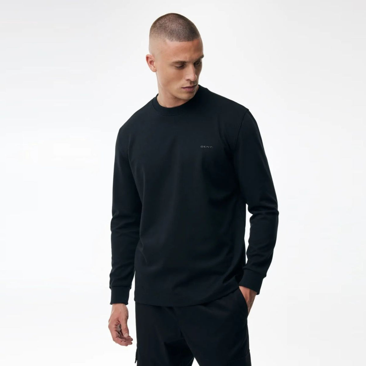 Genti Logo Longsleeve T-shirt Zwart