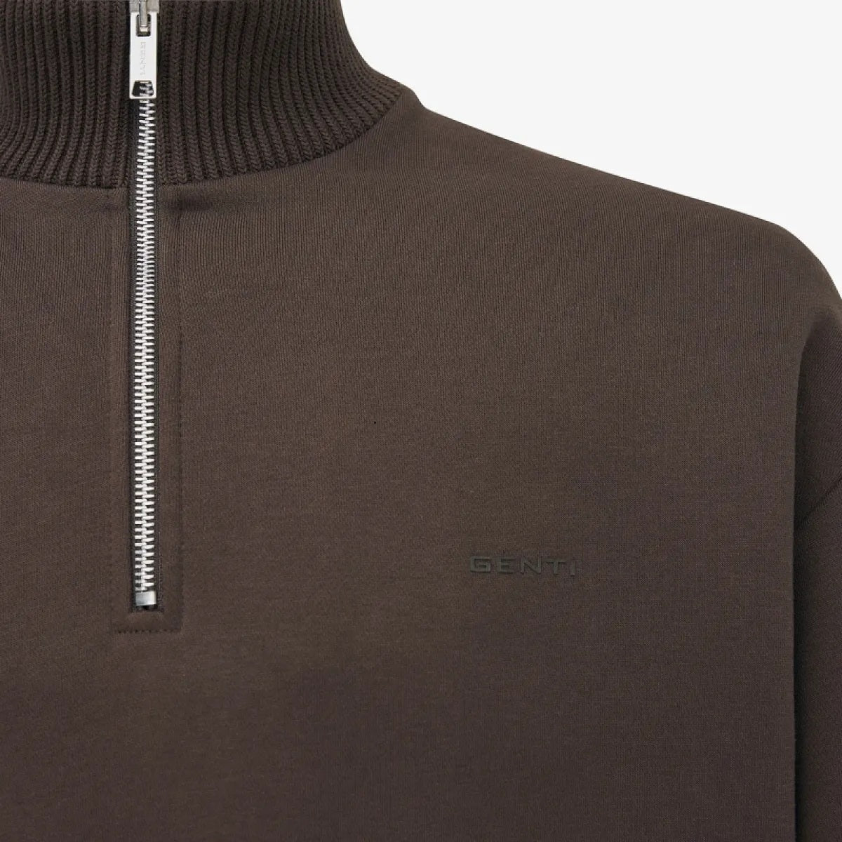 Genti Logo Turtle Half Zip Sweater Bruin
