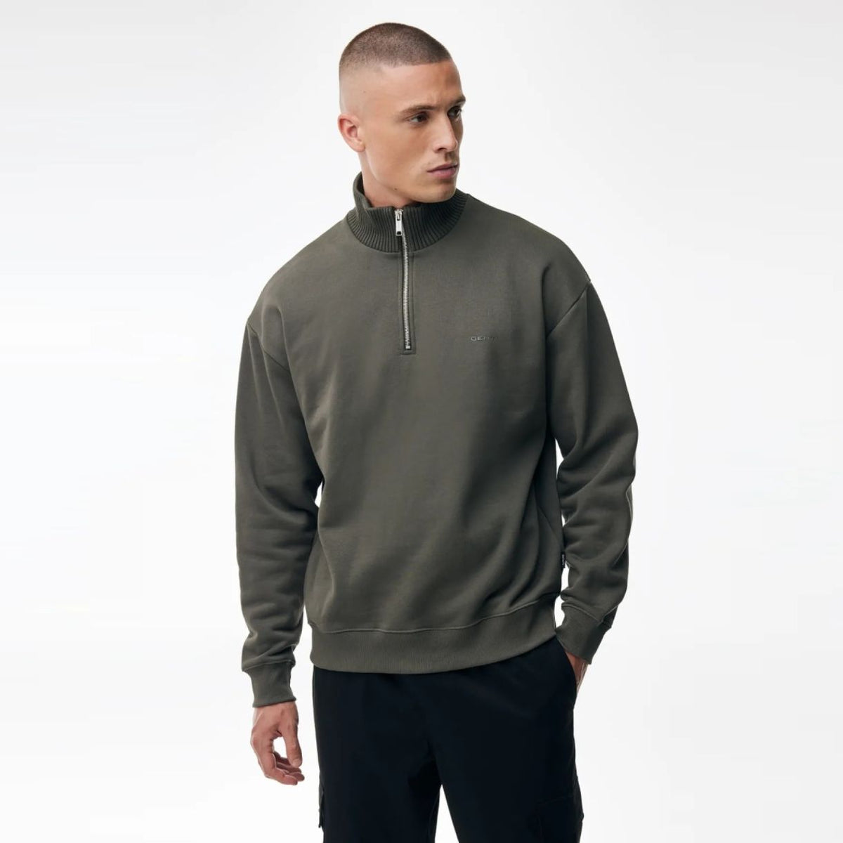 Genti Logo Turtle Half Zip Sweater Donker Groen